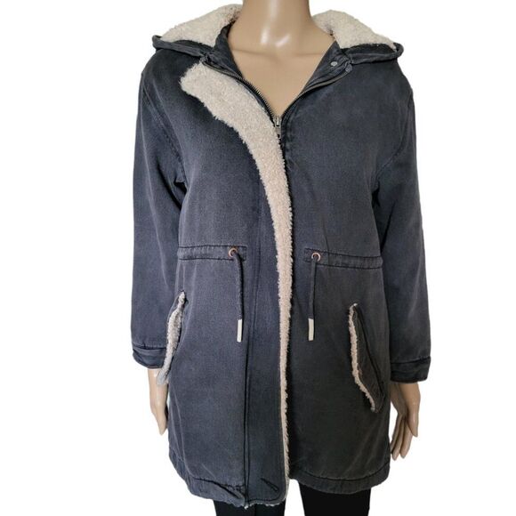 Zara Cozy and warm Distressed Denim Fall  Hoodie - Picture 2 of 6